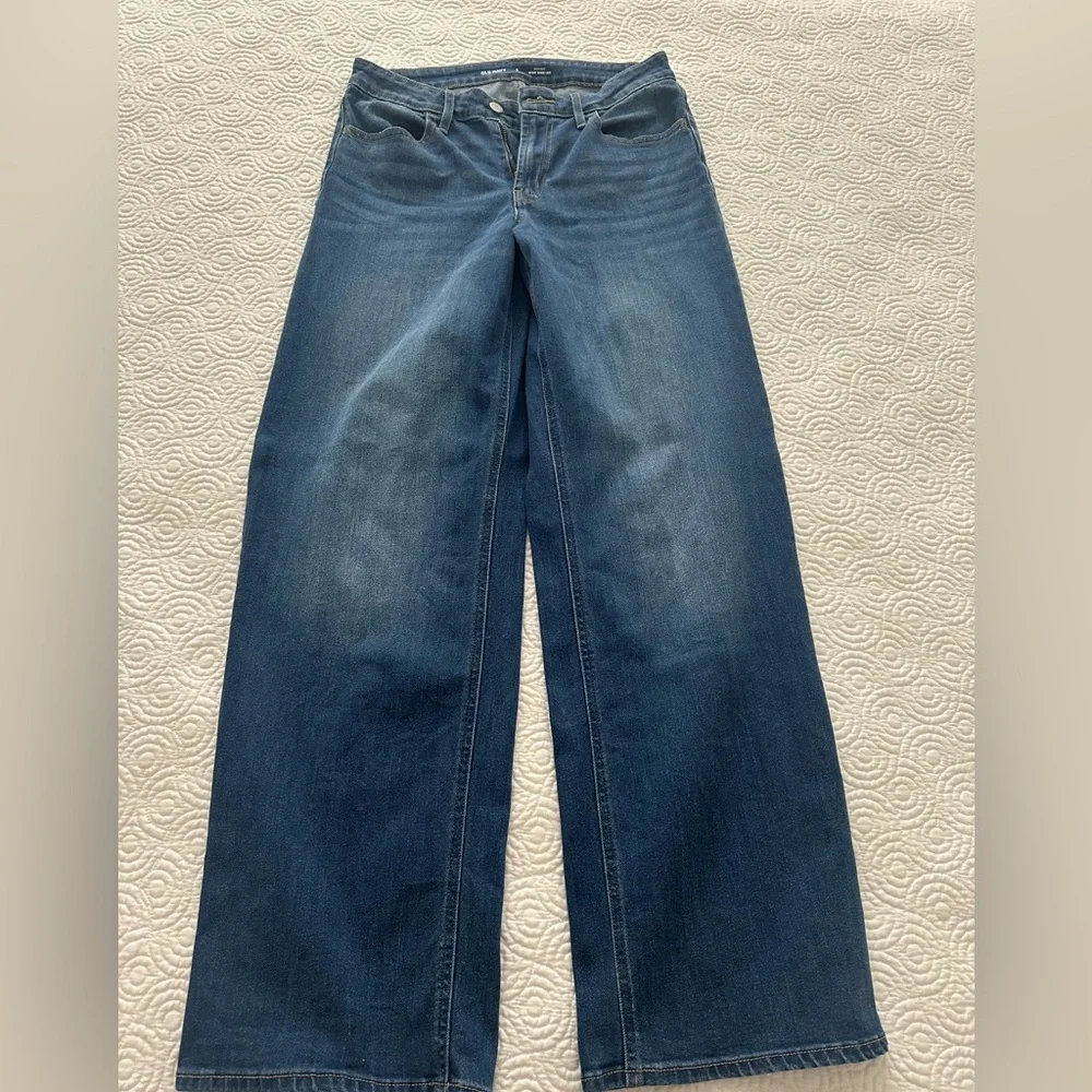 EUC Old Navy Wow Wide Leg Jeans in Deep Blue Size 4 Tall - Picture 2 of 3